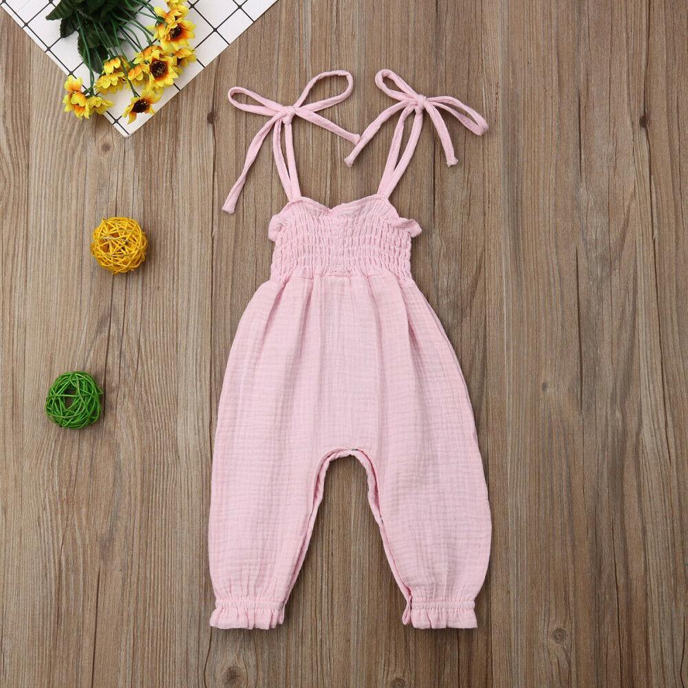 Baby Sleeveless Strap Overalls Cotton Jumpsuits (6M-3T)