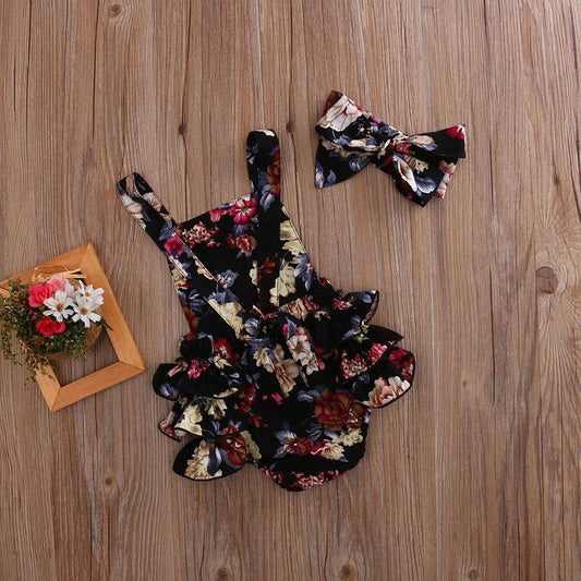 Floral Baby Girl Romper with Headband – Sleeveless Summer Outfit (6-24months)