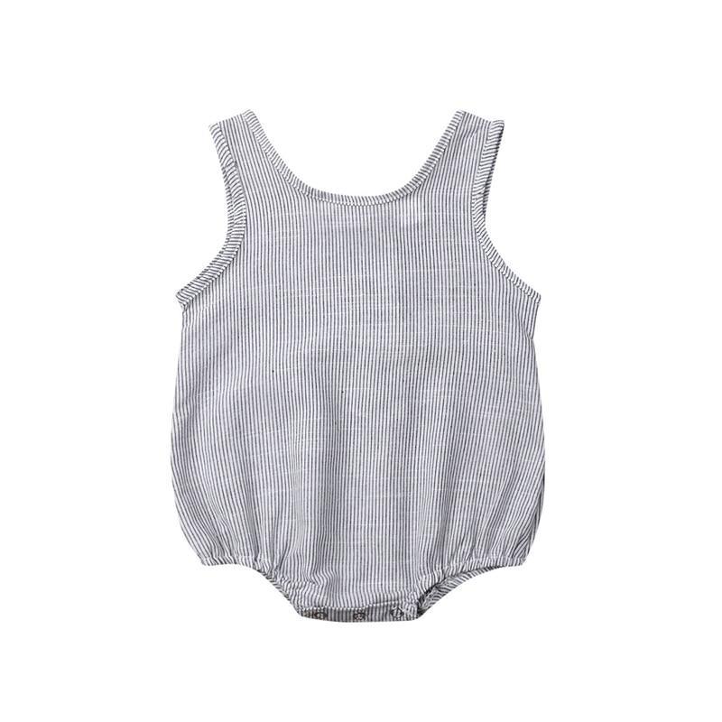 Baby Girl/Boy Clothes Cotton Linen Sleeveless Button Bodysuit (0M-12M)