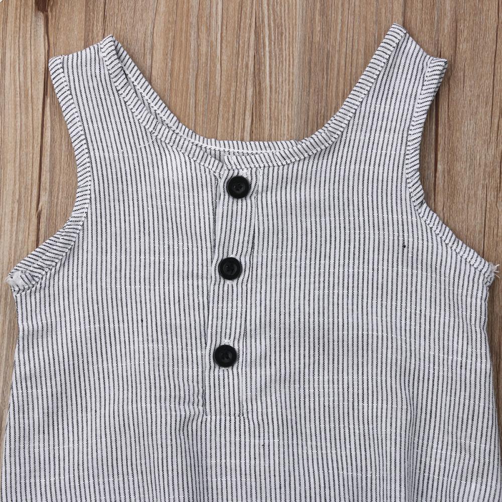 Baby Girl/Boy Clothes Cotton Linen Sleeveless Button Bodysuit (0M-12M)