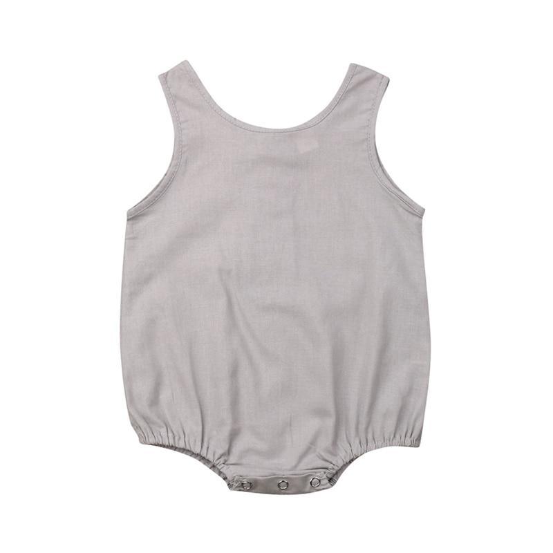 Baby Girl/Boy Clothes Cotton Linen Sleeveless Button Bodysuit (0M-12M)