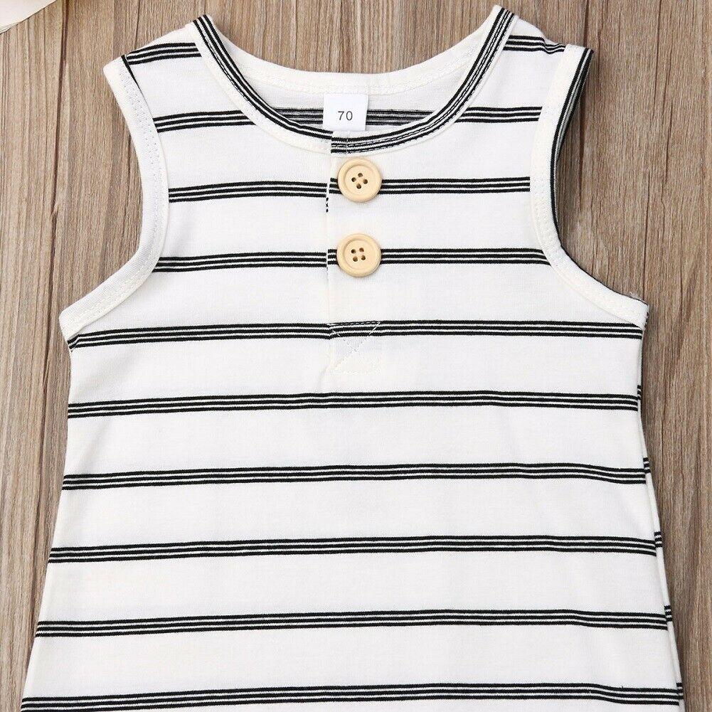 Infant Baby Boy/Girl Striped Romper Sleeveless Outfit Jumpsuit Pajamas