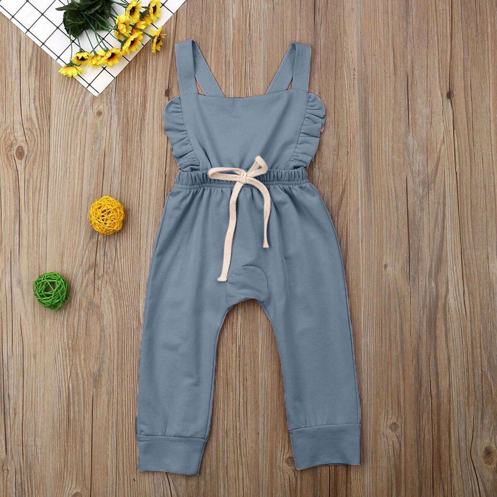 Baby Girl Boy Backless Striped Ruffle Romper Overalls Jumpsuit Clothes In Retro Syle For Boys And Girls
