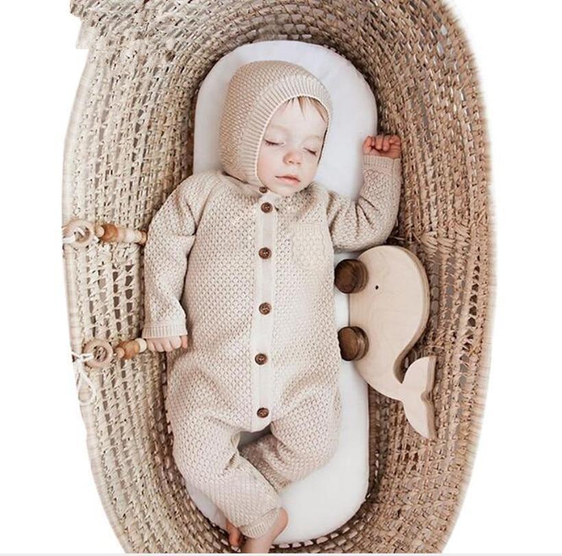 Handmade Boy/Girl Knitted Baby Jumpsuit With Hat (3M-24M)