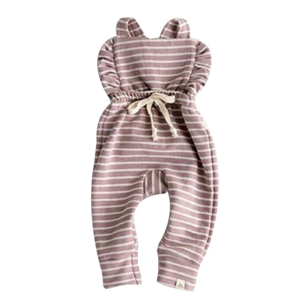 Baby Girl Boy Backless Striped Ruffle Romper Overalls Jumpsuit Clothes In Retro Syle For Boys And Girls