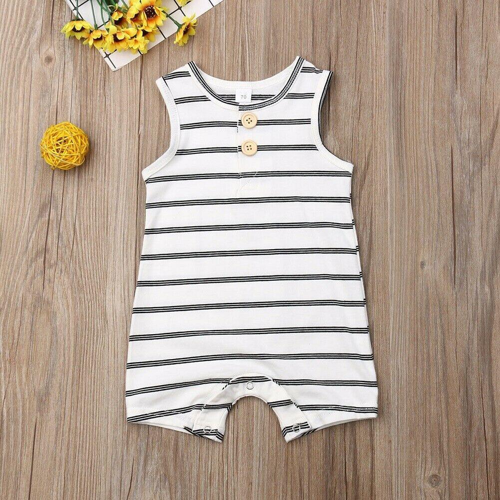Infant Baby Boy/Girl Striped Romper Sleeveless Outfit Jumpsuit Pajamas