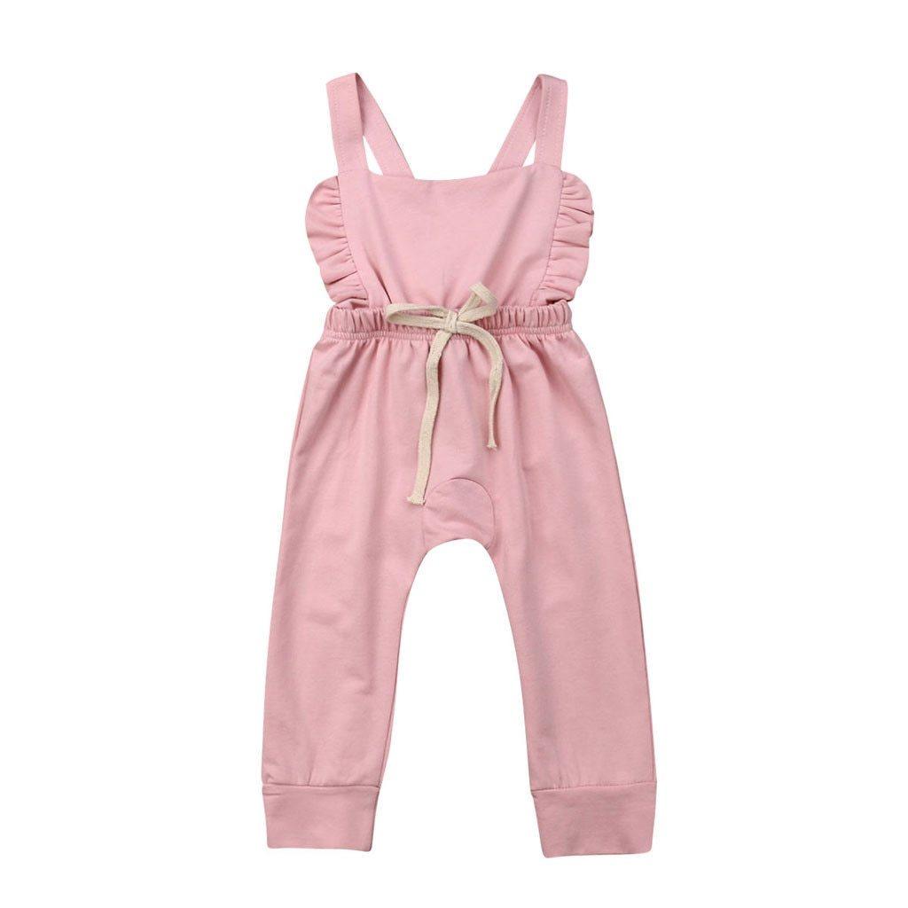 Baby Girl Boy Backless Striped Ruffle Romper Overalls Jumpsuit Clothes In Retro Syle For Boys And Girls