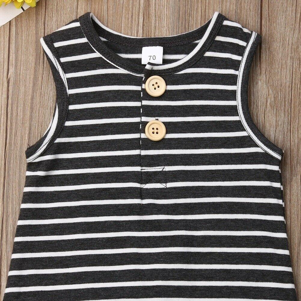 Infant Baby Boy/Girl Striped Romper Sleeveless Outfit Jumpsuit Pajamas