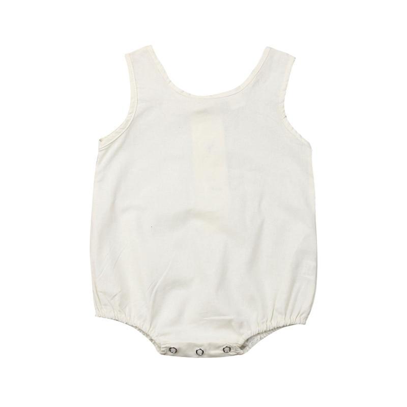 Baby Girl/Boy Clothes Cotton Linen Sleeveless Button Bodysuit (0M-12M)