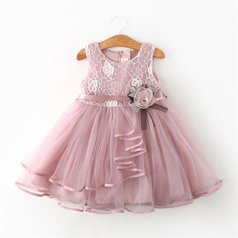 Luxury Modern Flower Baby Dress New Summer Cute Baby Girls Clothes Tulle Lace Infant Party Clothing Dress For Girls