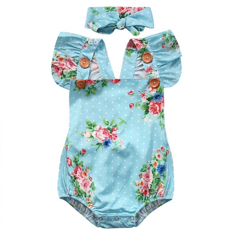 2pcs/Set Baby Sleeveless Cotton Baby Rompers With Headband (6M-24M)