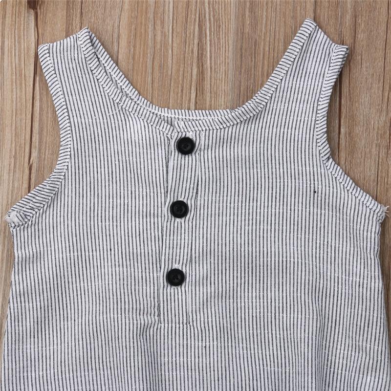 Baby Girl/Boy Clothes Cotton Linen Sleeveless Button Bodysuit (0M-12M)