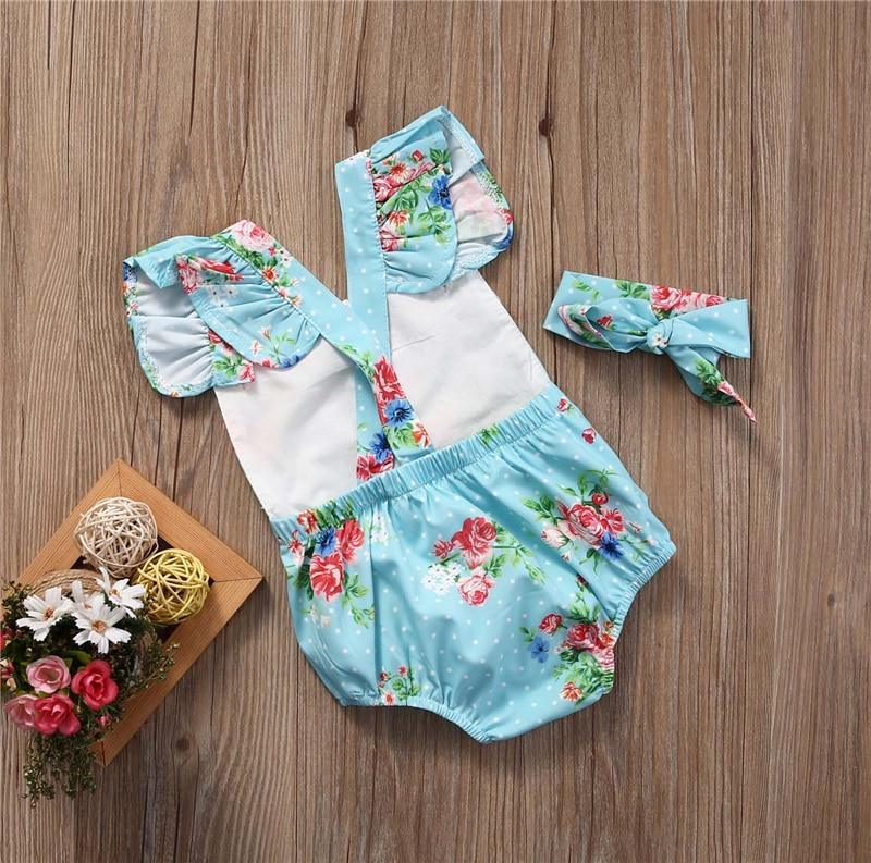 2pcs/Set Baby Sleeveless Cotton Baby Rompers With Headband (6M-24M)
