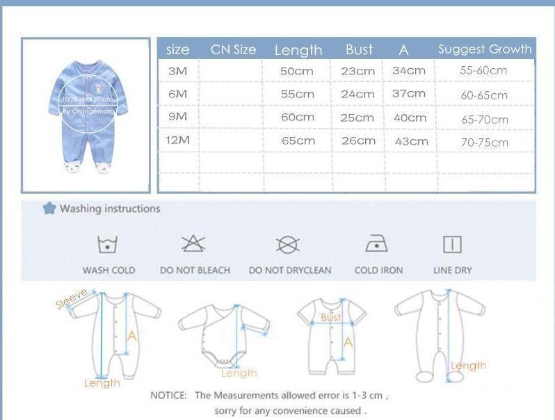Cotton Bodysuit Baby Girl/Boy (3-12M)