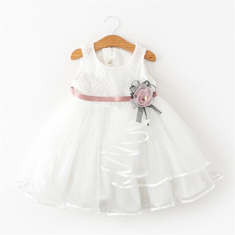 Luxury Modern Flower Baby Dress New Summer Cute Baby Girls Clothes Tulle Lace Infant Party Clothing Dress For Girls