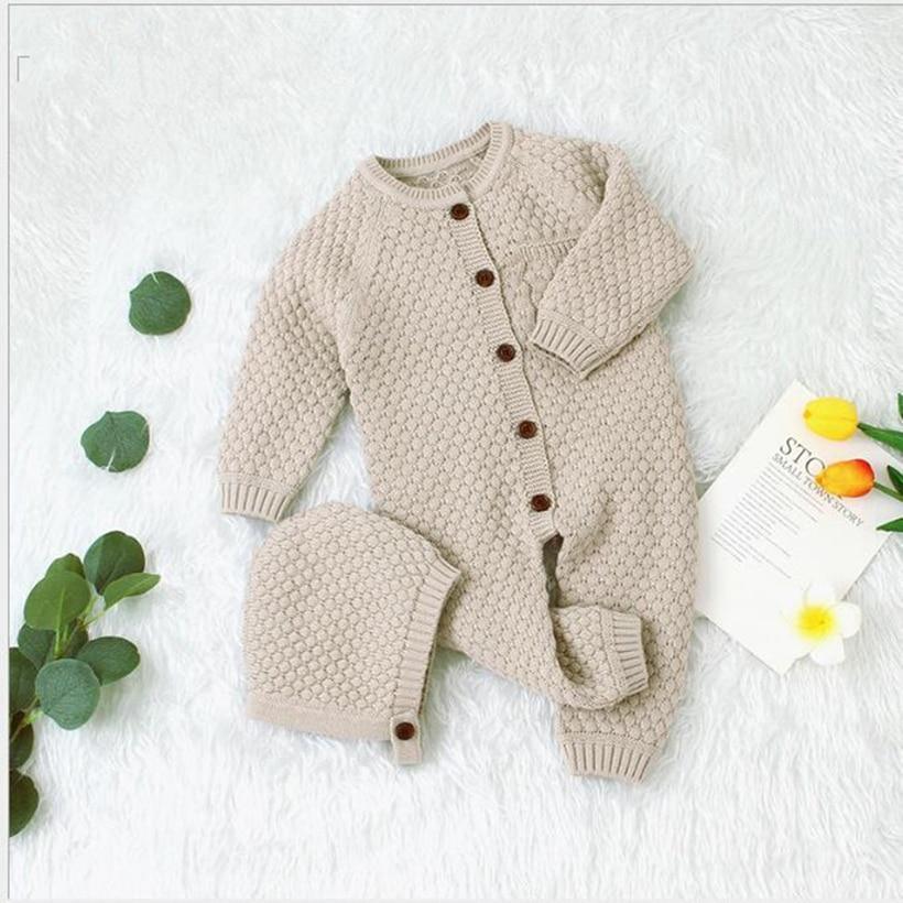 Handmade Boy/Girl Knitted Baby Jumpsuit With Hat (3M-24M)