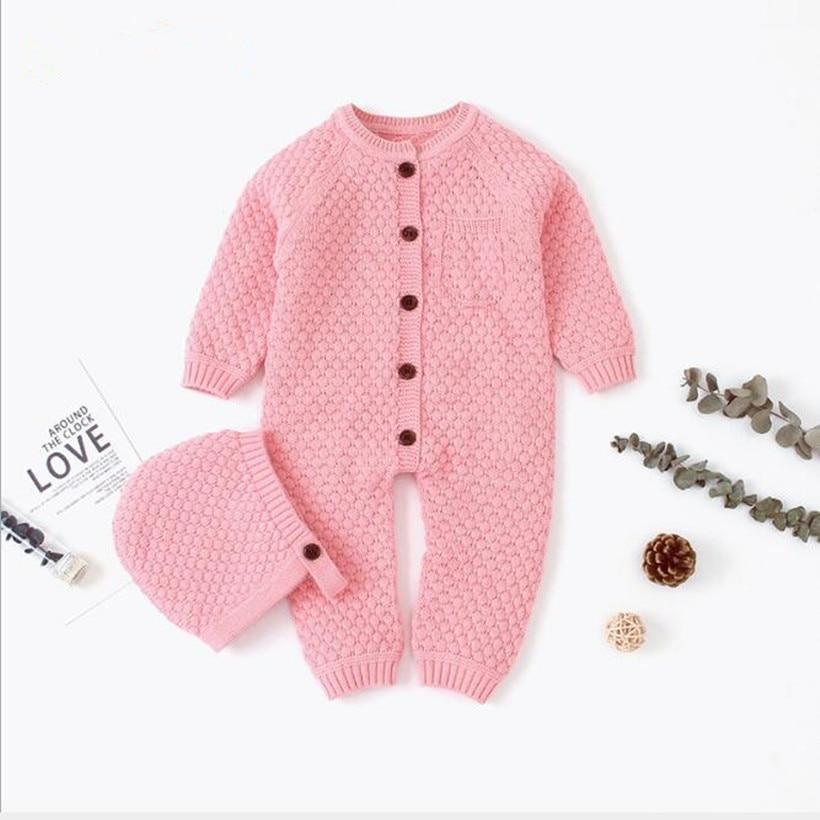 Handmade Boy/Girl Knitted Baby Jumpsuit With Hat (3M-24M)