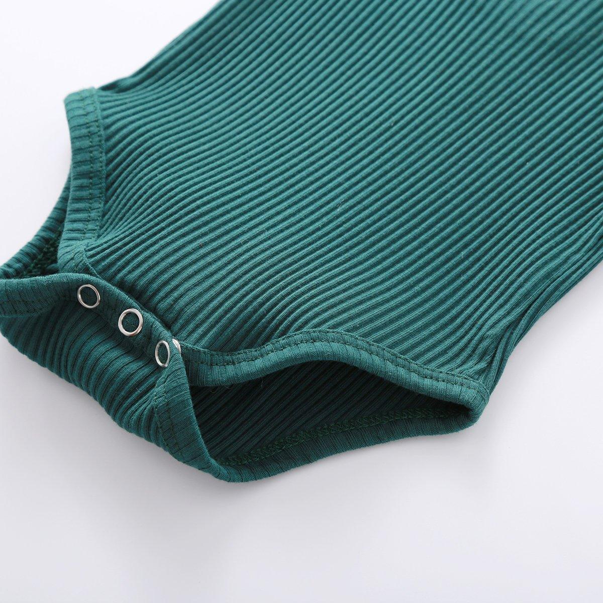 Baby Autumn Ribbed Solid Sets Long Sleeve Bodysuits, Elastic Pants 2PCs (0-24M)