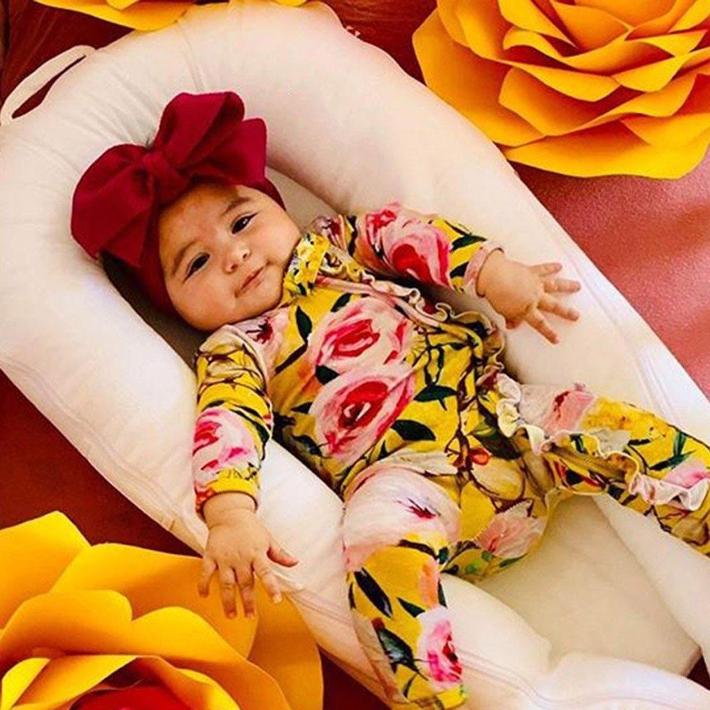 Floral Baby Girl Footed Jumpsuits (3M-18M)