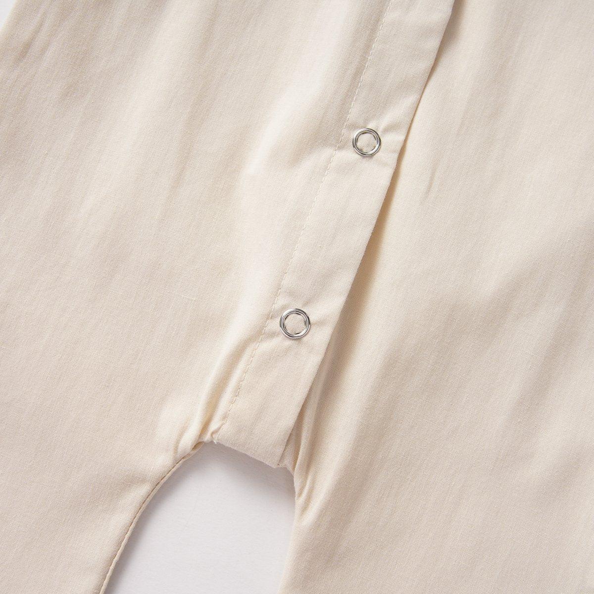 Unisex Cotton Linen Blend - Button Romper for babies 3M-12M
