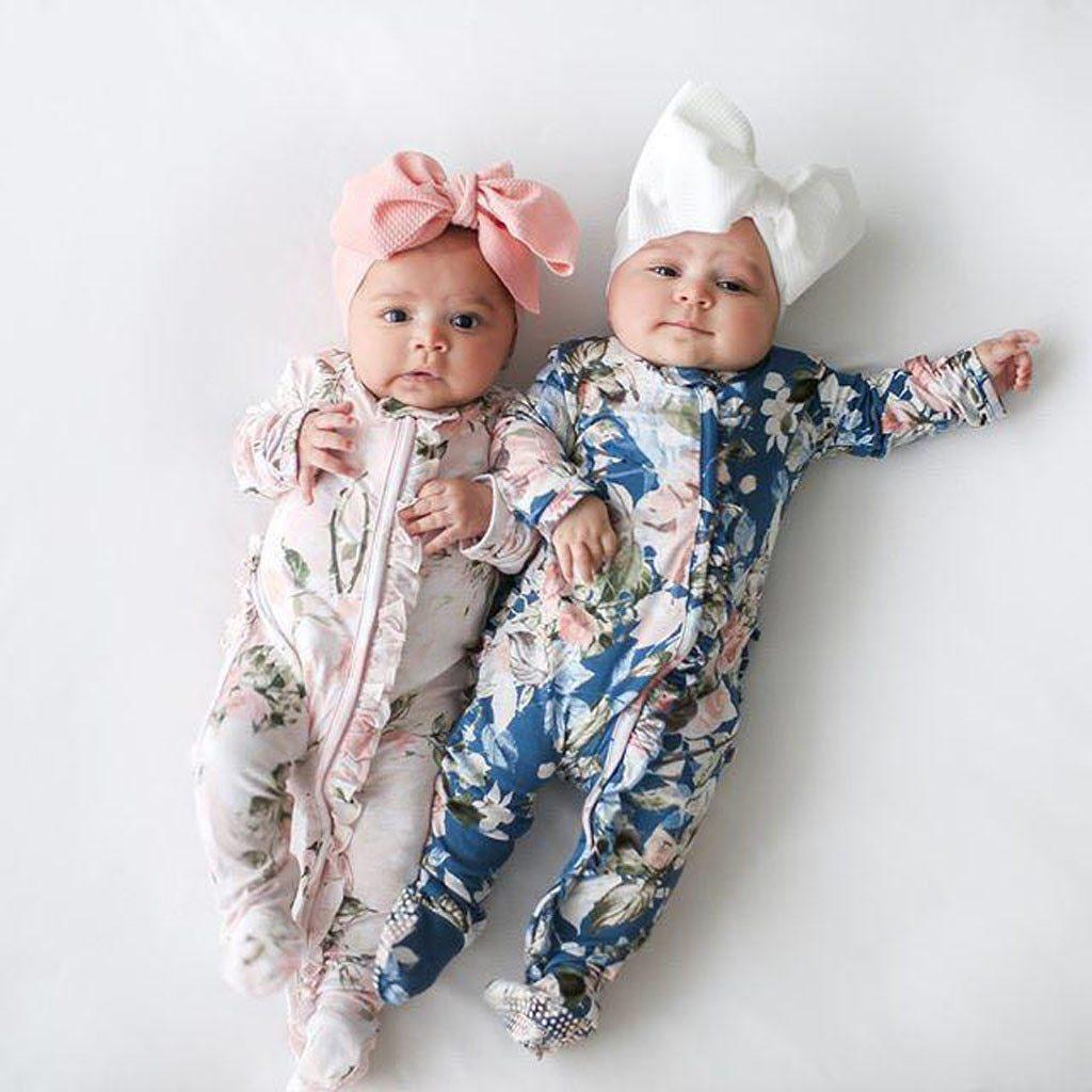Floral Baby Girl Footed Jumpsuits (3M-18M)