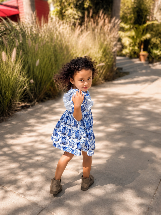 Southern Belle 3/4 Sleeve Ruffle Twirl Dress