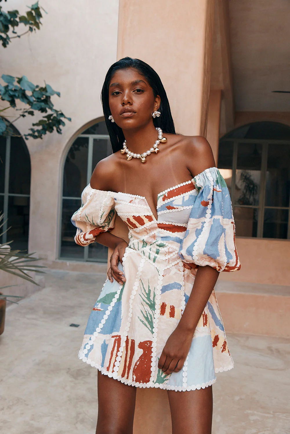Melanie | Stylish Off-Shoulder Print Dress