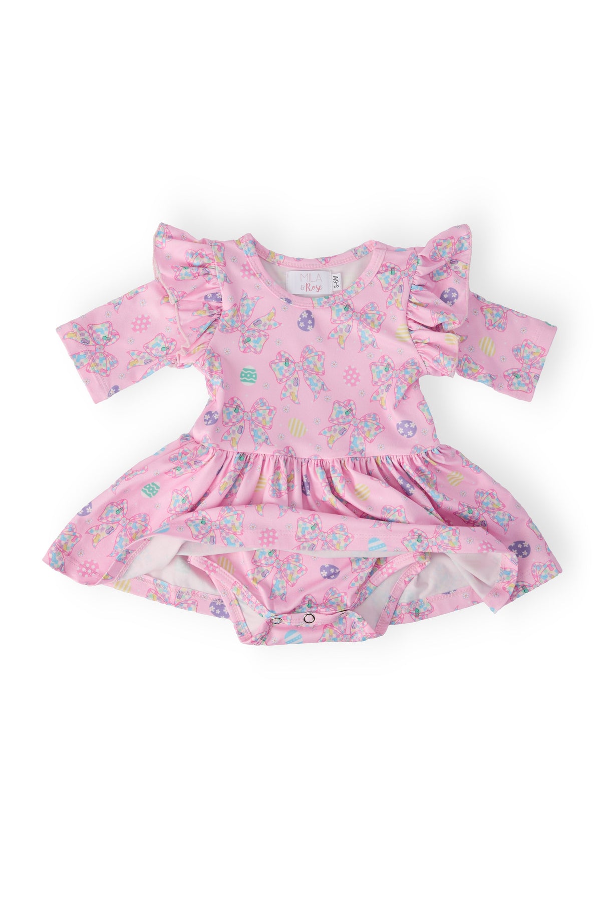 Little Bow Peeps 3/4 Sleeve Twirl Flutter Romper (0M-24M)