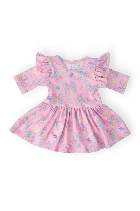 Little Bow Peeps 3/4 Sleeve Twirl Flutter Romper (0M-24M)
