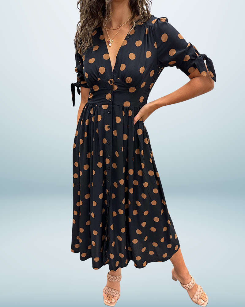 Monique™ | Elegant Polka Dot Dress