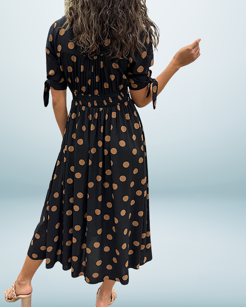 Monique™ | Elegant Polka Dot Dress