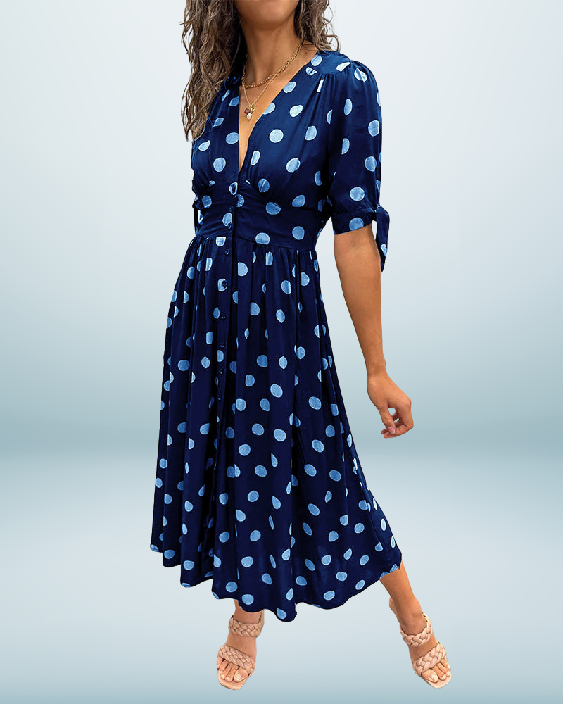 Monique™ | Elegant Polka Dot Dress
