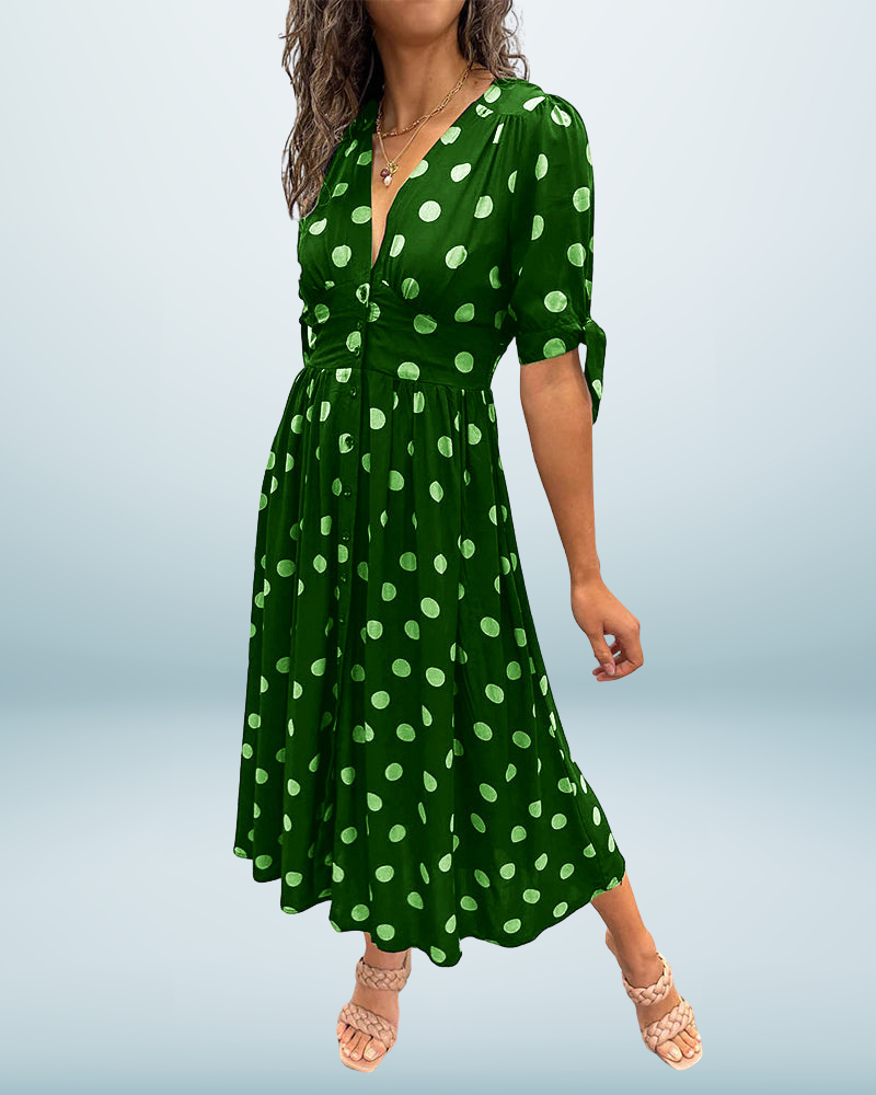 Monique™ | Elegant Polka Dot Dress
