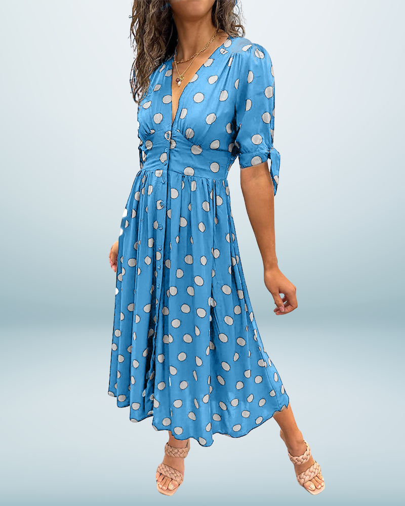 Monique™ | Elegant Polka Dot Dress