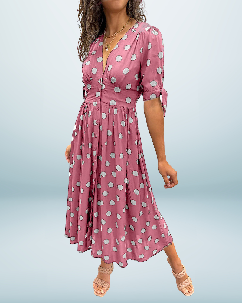 Monique™ | Elegant Polka Dot Dress