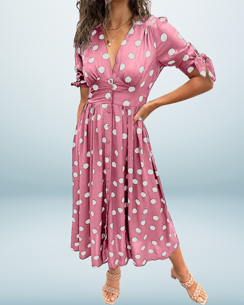 Monique™ | Elegant Polka Dot Dress