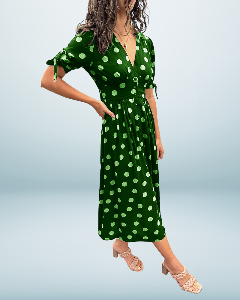 Monique™ | Elegant Polka Dot Dress