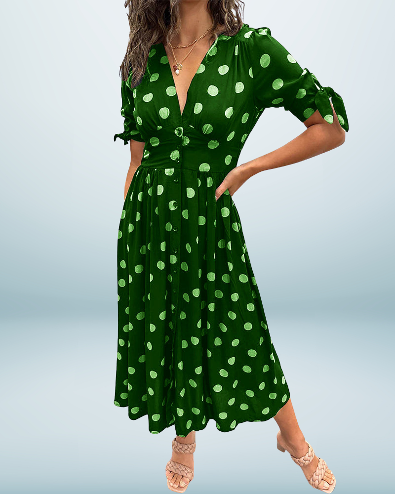 Monique™ | Elegant Polka Dot Dress