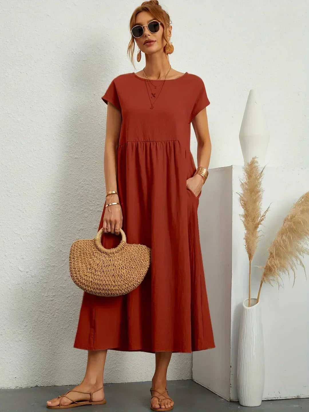 Nataly | Relaxed Cotton Midi Dress