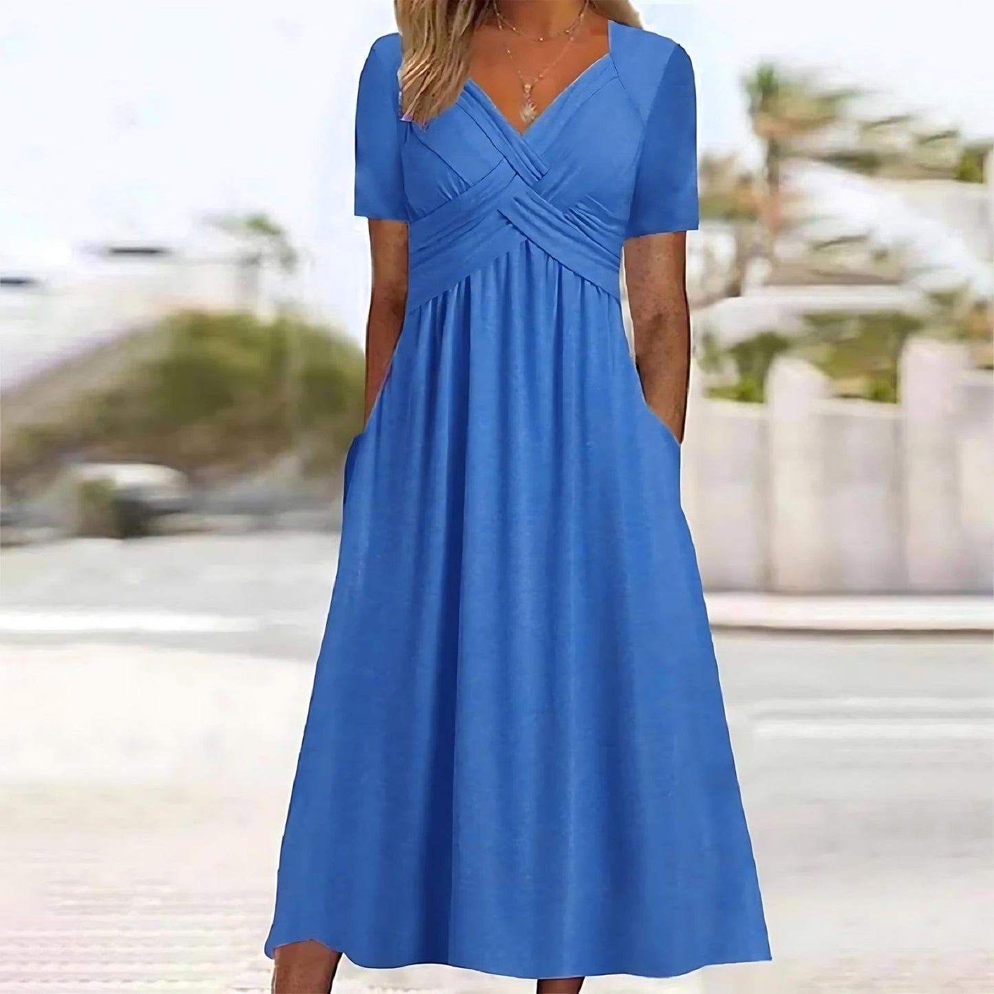 Nora | Stylish V-Neck Pocket Dress