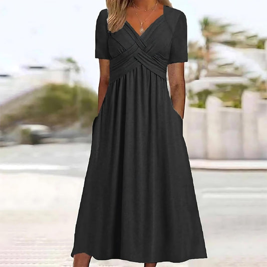Nora | Stylish V-Neck Pocket Dress