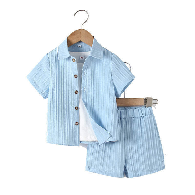 Boy's Handsome Gentleman Suit Summer College Style Short Sleeve