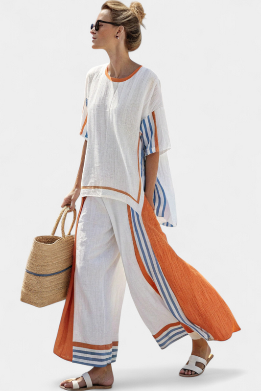 María Ethnic Set with Stripes and Wide Cut