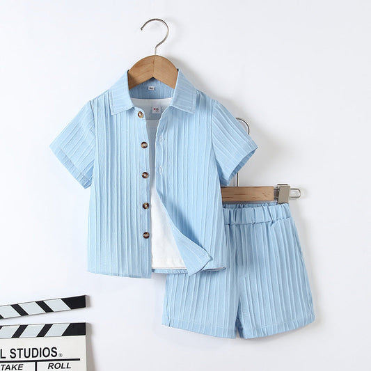 Boy's Handsome Gentleman Suit Summer College Style Short Sleeve