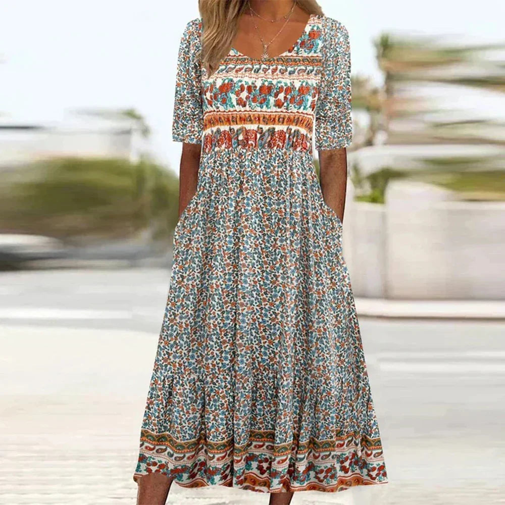 Arabella | Bohemian Floral Plus-Size Dress