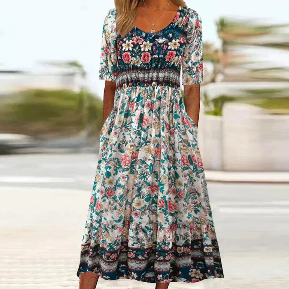 Arabella | Bohemian Floral Plus-Size Dress