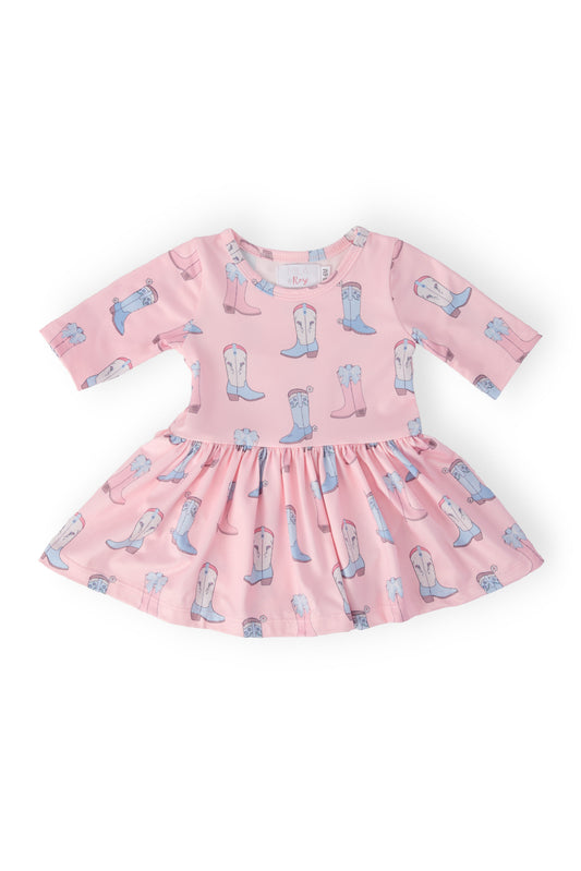 Ribbons & Rodeos 3/4 Sleeve Twirl Romber Dress (0M-24M)