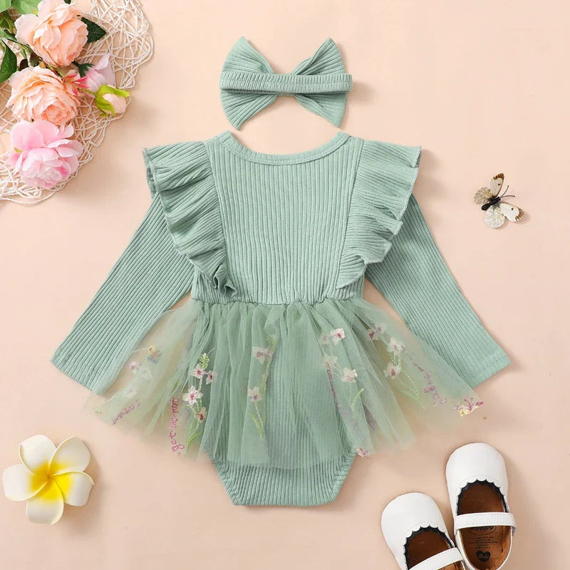 Baby Girl 2Pcs Romper Tutu Set with headband (0M-24M)