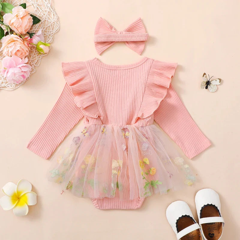Baby Girl 2Pcs Romper Tutu Set with headband (0M-24M)
