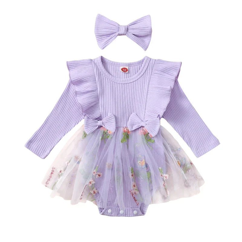 Baby Girl 2Pcs Romper Tutu Set with headband (0M-24M)